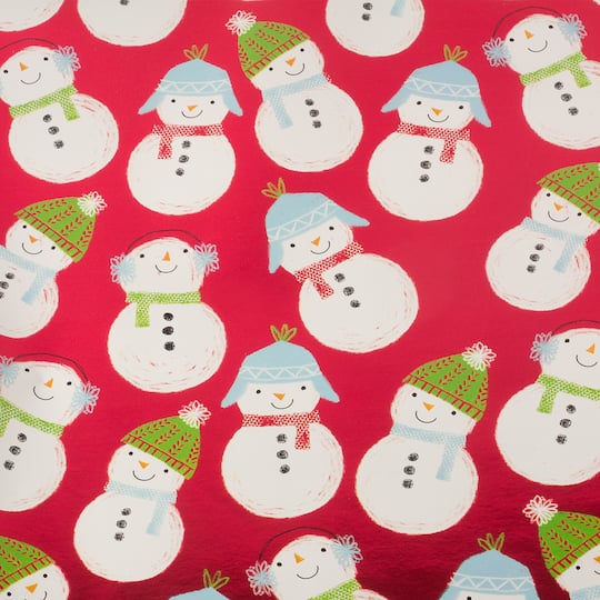 JAM Paper Cozy Snowmen Gift Wrap